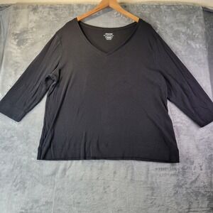 Chicos Women XL Black Pima Cotton VNeck‎ Ultimate Tee Casual Basic Layering